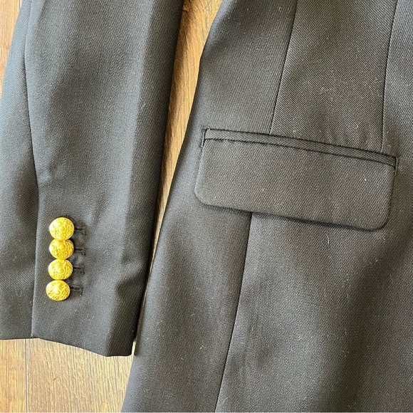 Banana Republic Classic Black Wool Blend Captain's Blazer Gold Buttons SZ 6Pet - Picture 3 of 7